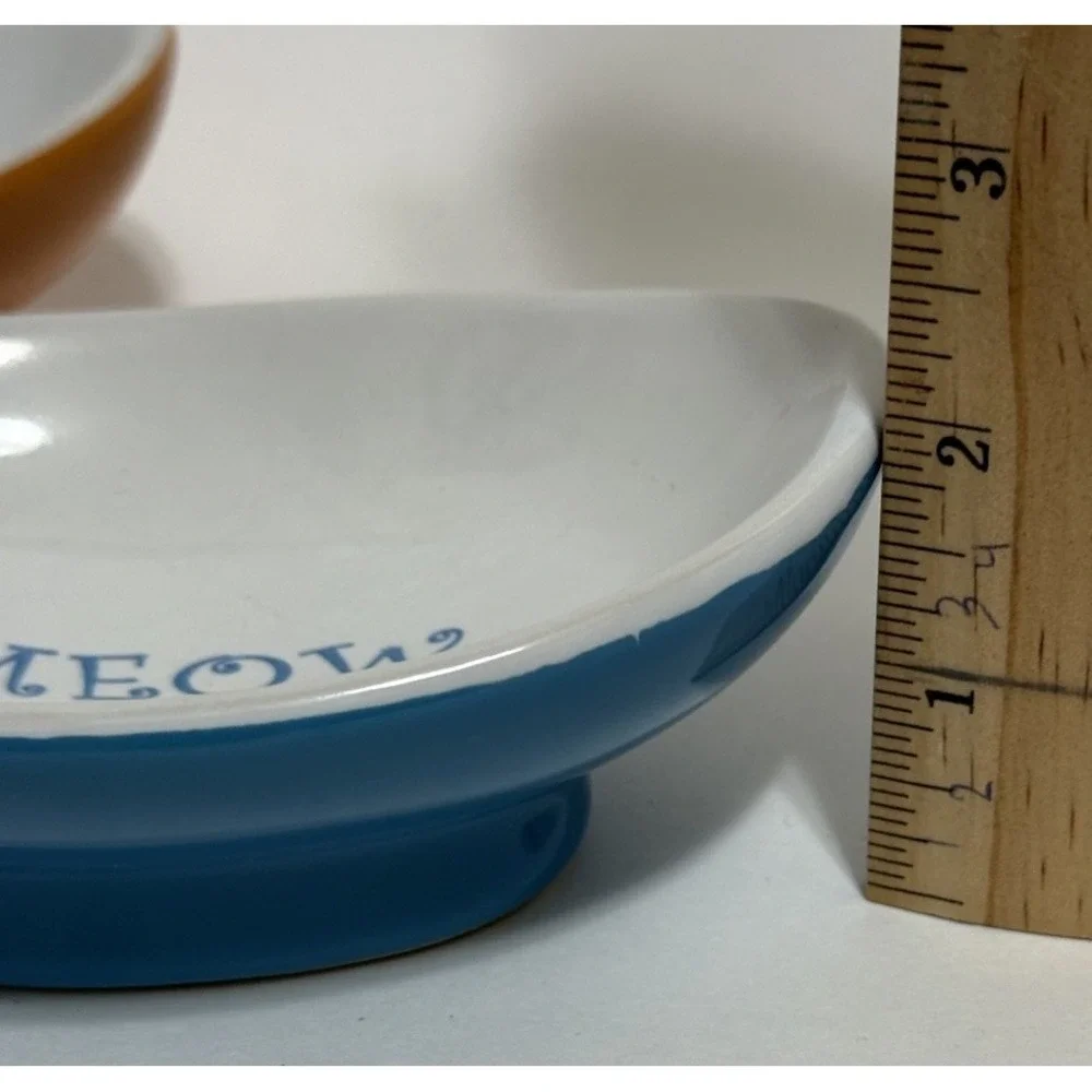 Whisker City Orange Ceramic Pedestal Meow Feeding Dish Cat Bowl 4.22fl Oz 5.5